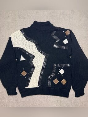 Vintage Pretense Knit Sweater Women’s 22W/42 Black Acrylic Mock Neck Pullover